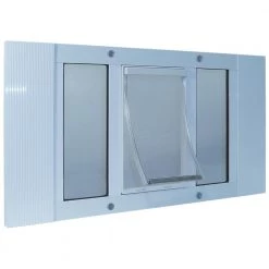 Coupon 😀 Ideal Pet Products Pet Doors Aluminum Sash Window X-Large (91- 110-lb) White Aluminum Window Pet Door 🧨
