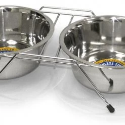 New 👍 Cadet Food & Water Bowls 2-Quart double diner rack pet bowl 64-oz Stainless Steel 🐕 Dog/Cat Bowl(S) with Stand (2 Bowls) 👏