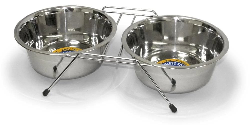 New ๐ Cadet Food & Water Bowls 2-Quart double diner rack pet bowl 64-oz Stainless Steel ๐ Dog/Cat Bowl(S) with Stand (2 Bowls) ๐