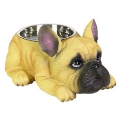 Discount ๐ Exhart Food & Water Bowls French Bulldog, 12 by 6 Inches Tan Bulldog Bowl, Yellow โญ